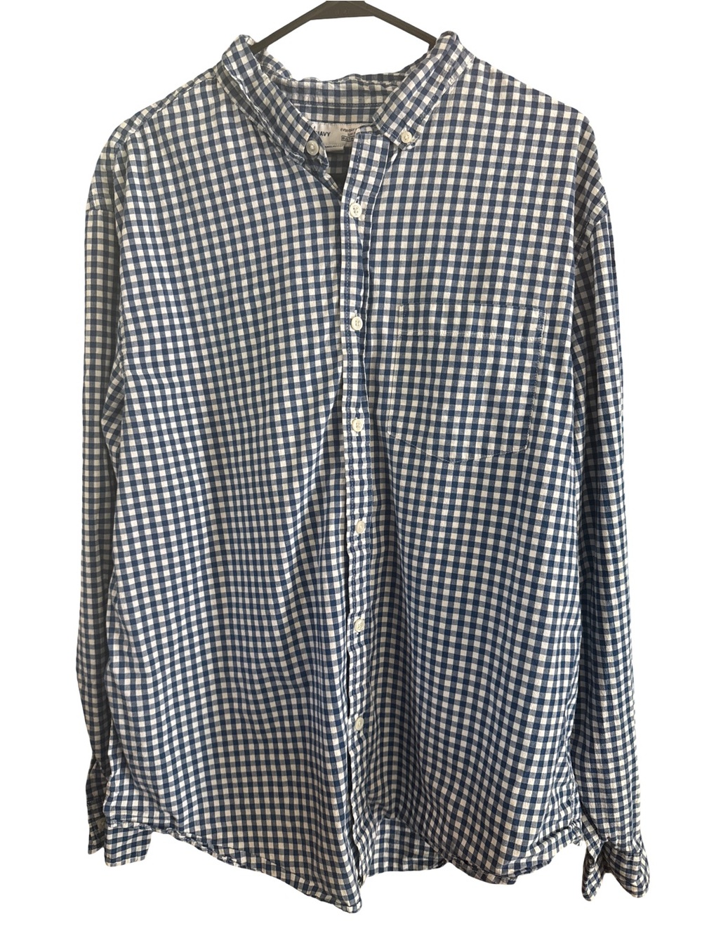 Old Navy Blue and White Gingham Button-Down Shirt